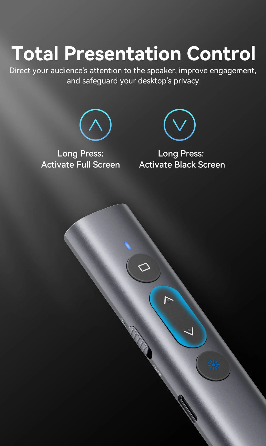 Vention Wireless Laser Pointer Presenter 100m 2.4Ghz USB C for MacBook Android Projector PPT Remote Control Presentation Pen