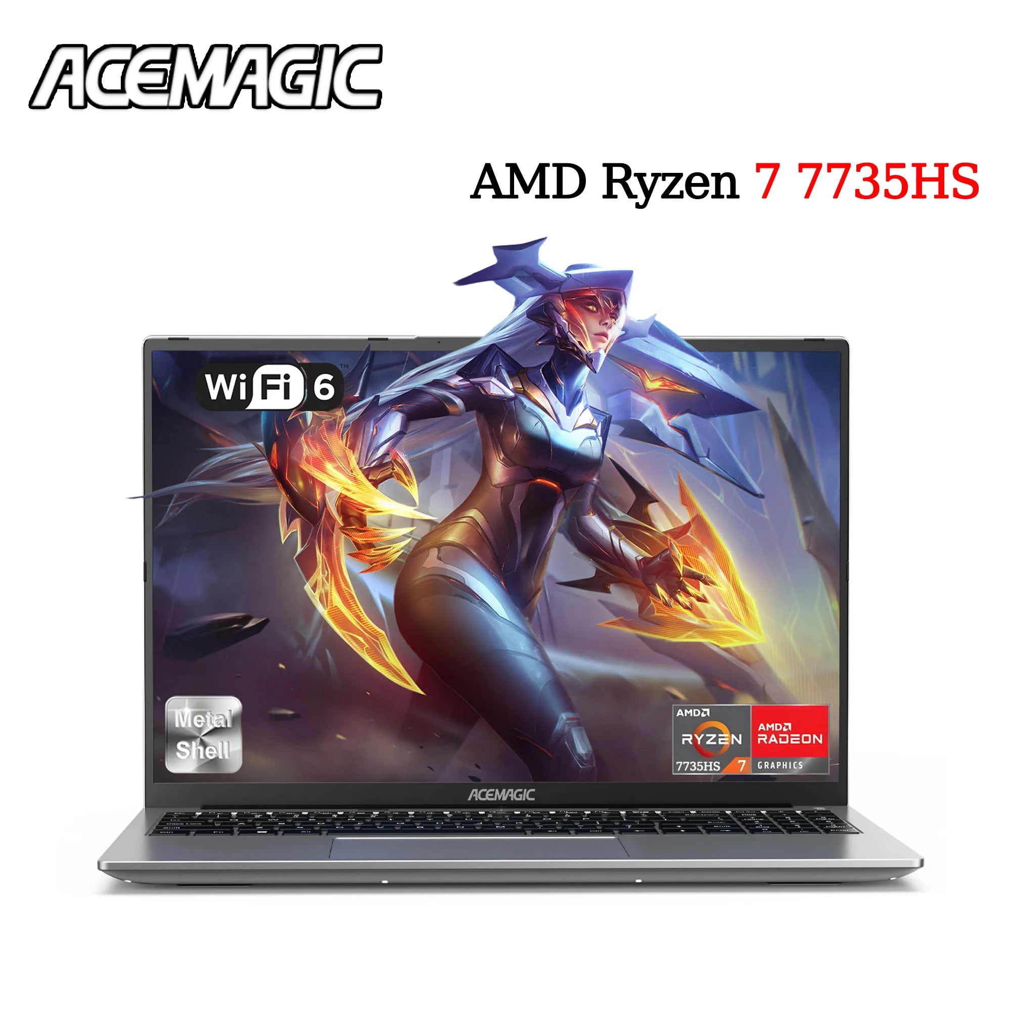 ACEMAGIC Laptop 16” FHD Gaming Laptop AMD Ryzen 7 7735HS 16GB RAM 512GB SSD Windows 11 Pro Notebook Backlit KB Wifi6 BT5.2 - WinSupport Tech