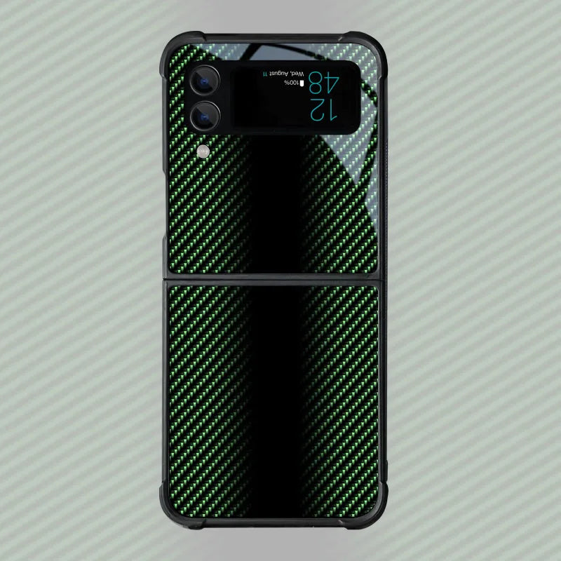 Carbon Fiber Pattern Case For Samsung Galaxy Z Flip4 Z Flip 7 6 5 3 5G 3 4 Drop Tested Protection Colorful Phone Cover Glossy