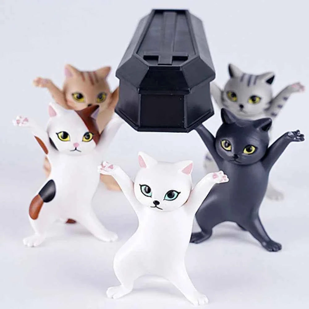 1/5Pc Funny Cats Pen Holder Kawaii Cat Doll Ornaments Plastic Craft Earphone Support Room Office Desk Home Decory Gift Accessory
