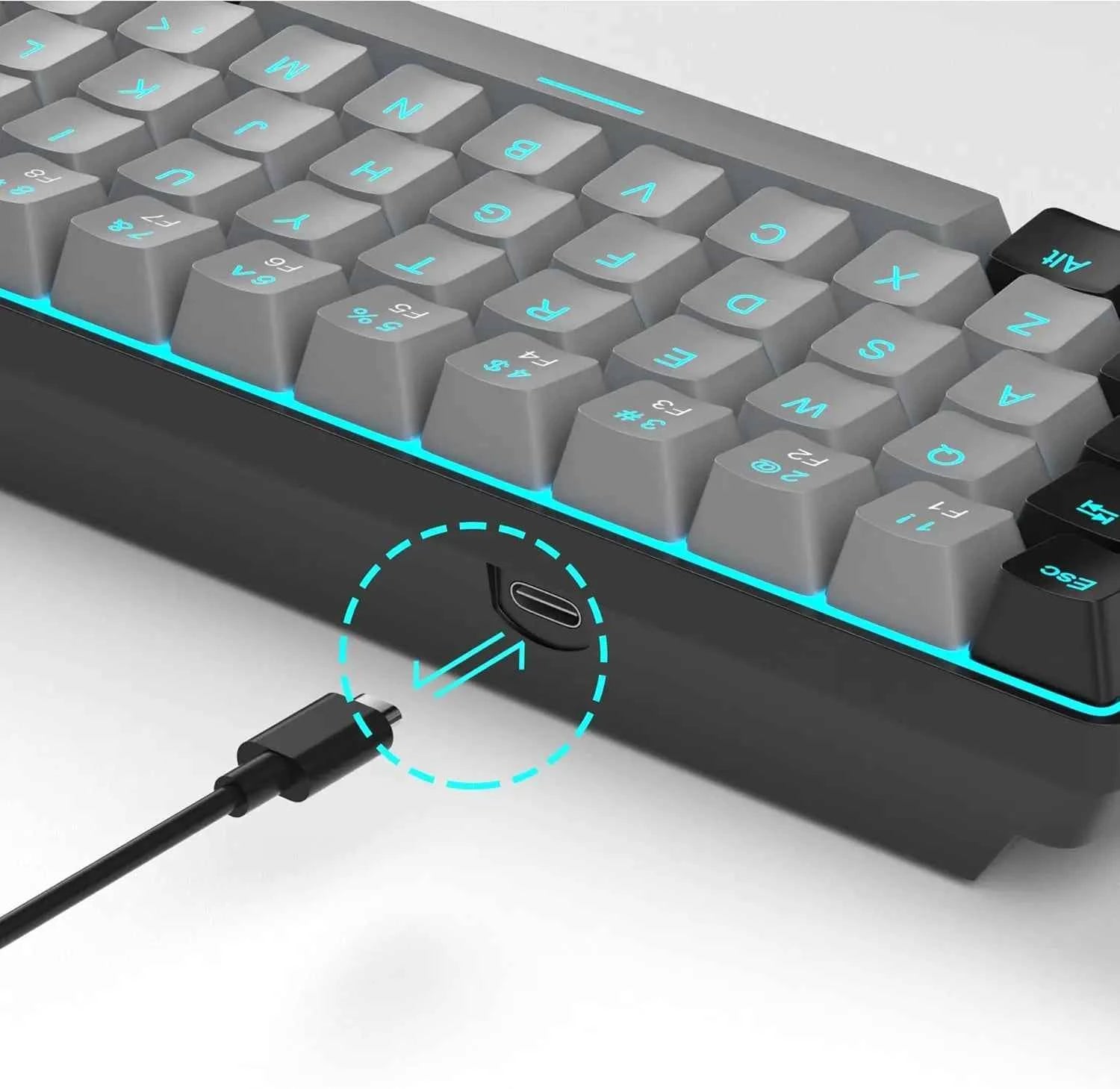 MageGee Portable 60% Mechanical Gaming Keyboard, MK-Box LED Backlit Compact 68 Keys Mini Wired Office Keyboard with Red Switch f