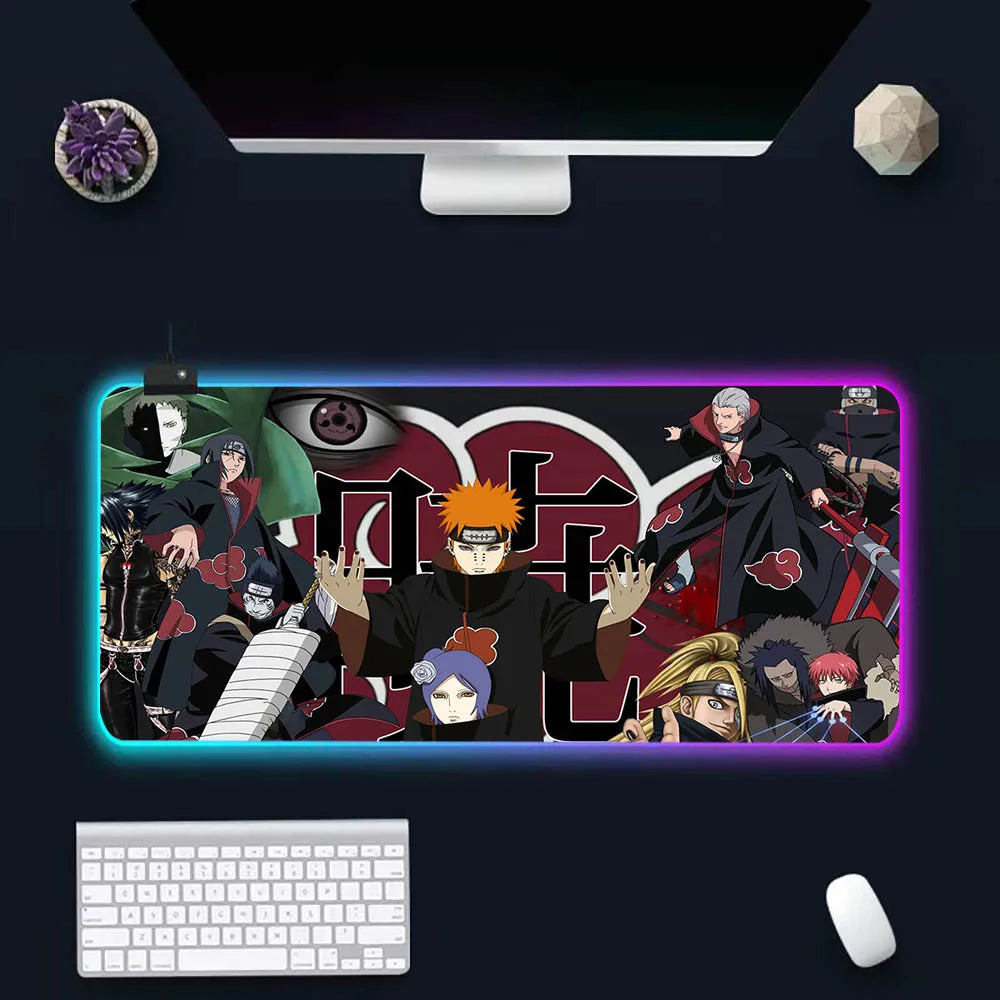 Anime N-narutos RGB Pc Gamer Keyboard Mouse Pad Mousepad LED Glowing Mouse Mats Rubber Gaming Computer Mausepad - WinSupport Tech
