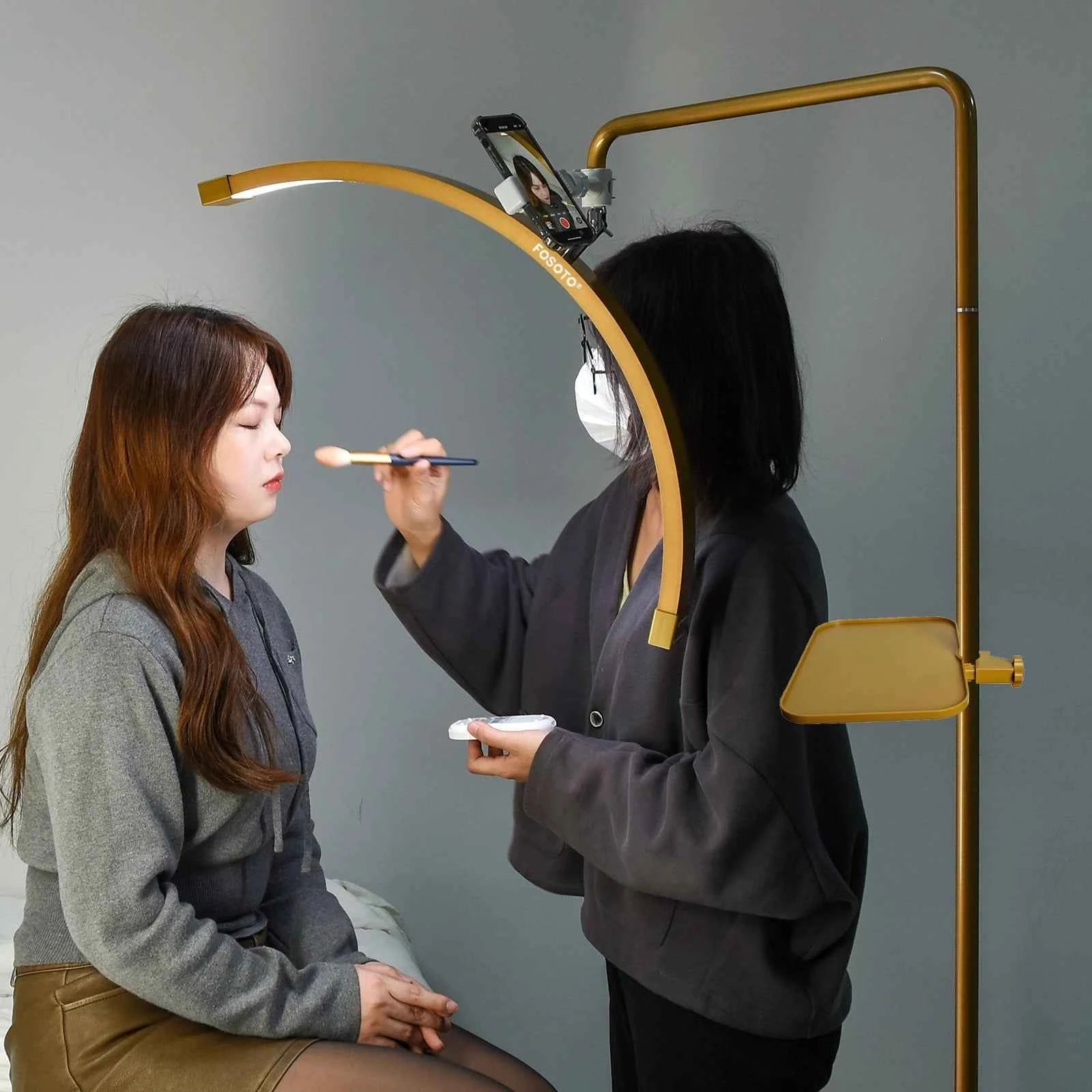 Fosoto Multifunctional Half Moon Lamp Video Ring Lash Light For Beauty Facials Salon Tatoo Live Stream Photography Photo TikTok