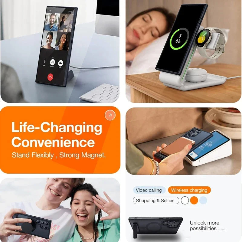 UYUXIO Magnetic Stand Phone Case for Samsung Galaxy S26 A05 A06 A16 A26 A35 A36 A55 A56 S25 S23 S22 Ultra Cover with Kickstand