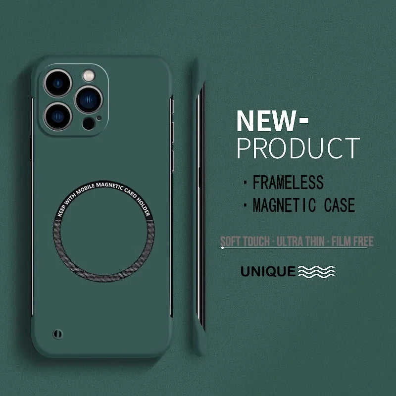 Ultra Thin Matte Hard PC Magnetic Frameless Color Phone Case For iPhone 17 Air 16E 16 15 14 Plus Pro Max 17 Pro Max Cover Cases