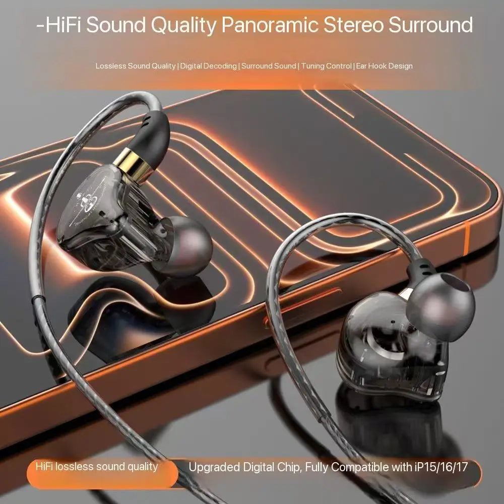 HiFi Wired Earphone Type C with MIC Sport Running Headphones USB C Bass Stereo Headset 3.5mm Music Earbuds for Samsung
