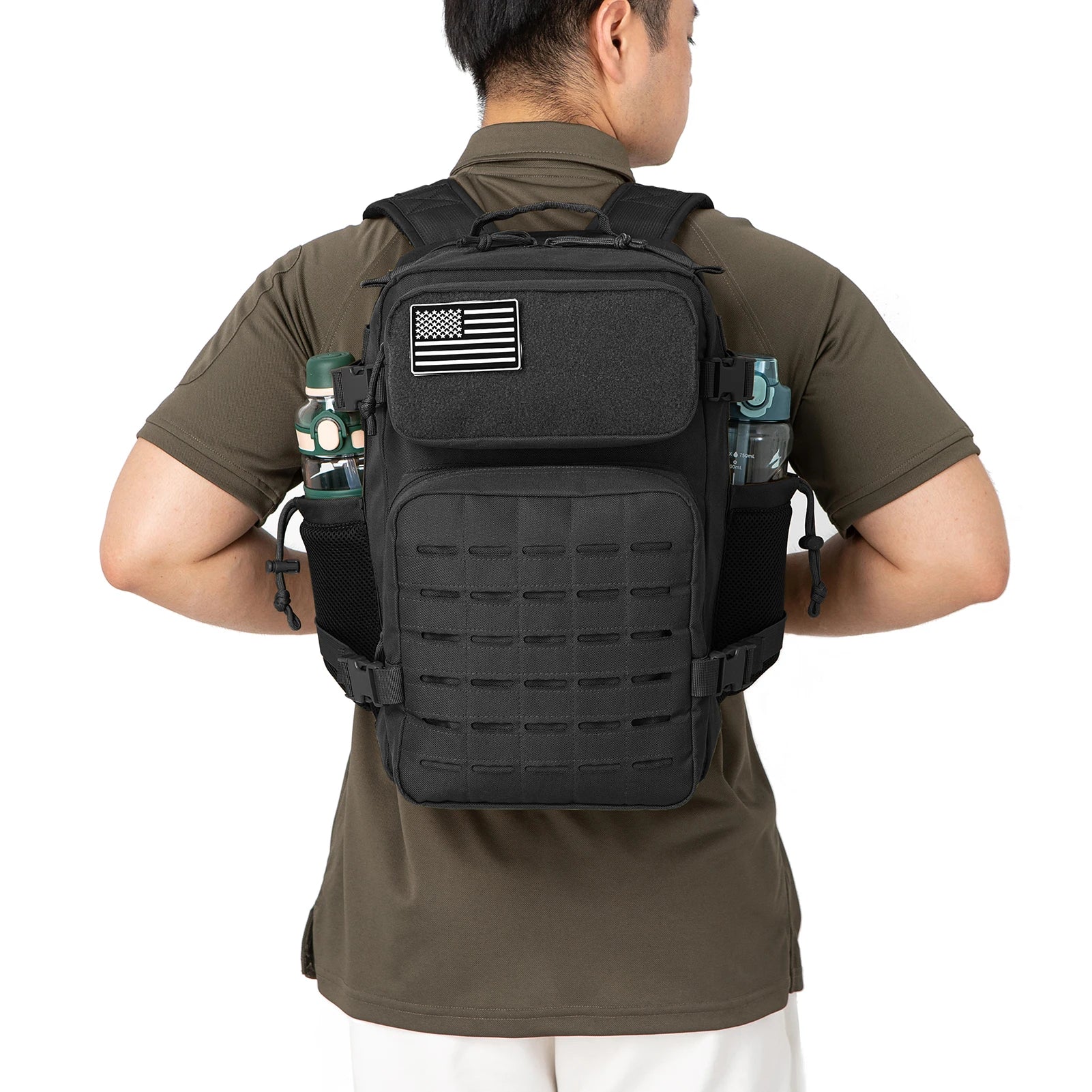 25L Tactical Backpack – MOLLE Hiking & Survival Backpack for Men & Women, Waterproof Fitness Outdoor Bag with Dual Cup Holders