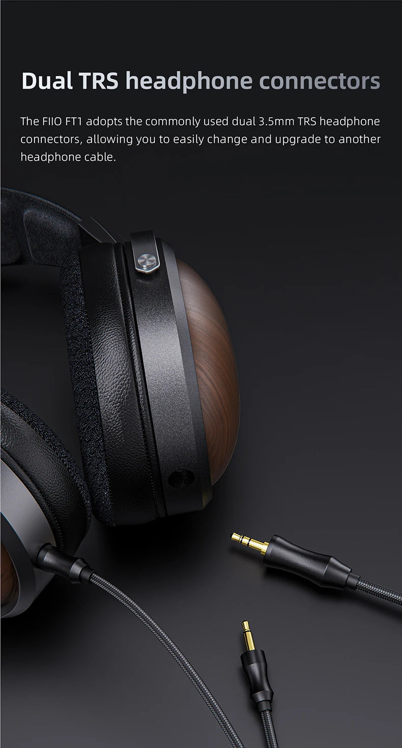 FiiO FT1-New version Closed-Back Over-Ear  Fiber Composite Diaphragm Wired Hi-Fi Headphones, American walnut Ear Cups for Studio
