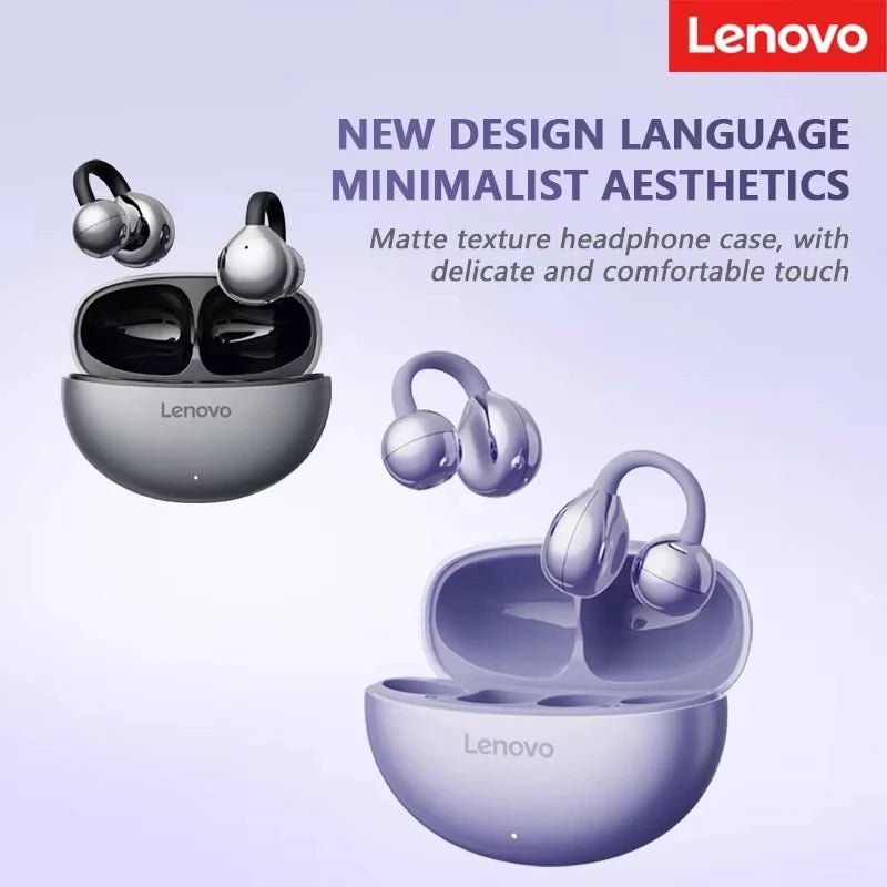 Original Lenovo TA410 TWS Panoramic Sound Effects Wireless Earbuds Ear Clip Bone Conduction With Mic Bluetooth 5.4 Headphones