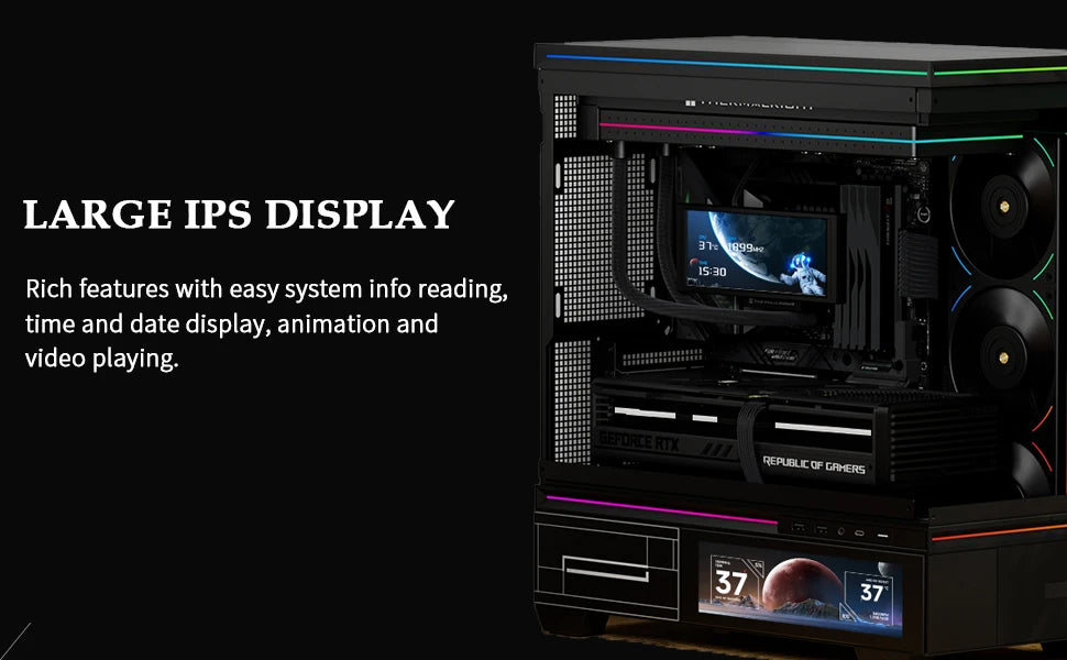 Thermalright TROFEO VISION 360 ARGB BLACK AIO CPU LIQUID COOLER 6.86-inch Full-color LCD Display High-performance Linked-ring
