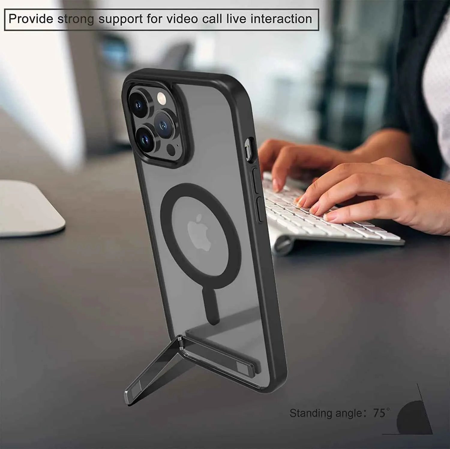 Magnetic Mobile Phone Case with Stand for iPhone 16 14 Plus 15 13 Pro Max 12 11 Cases Protective Apple Cover with Kickstand