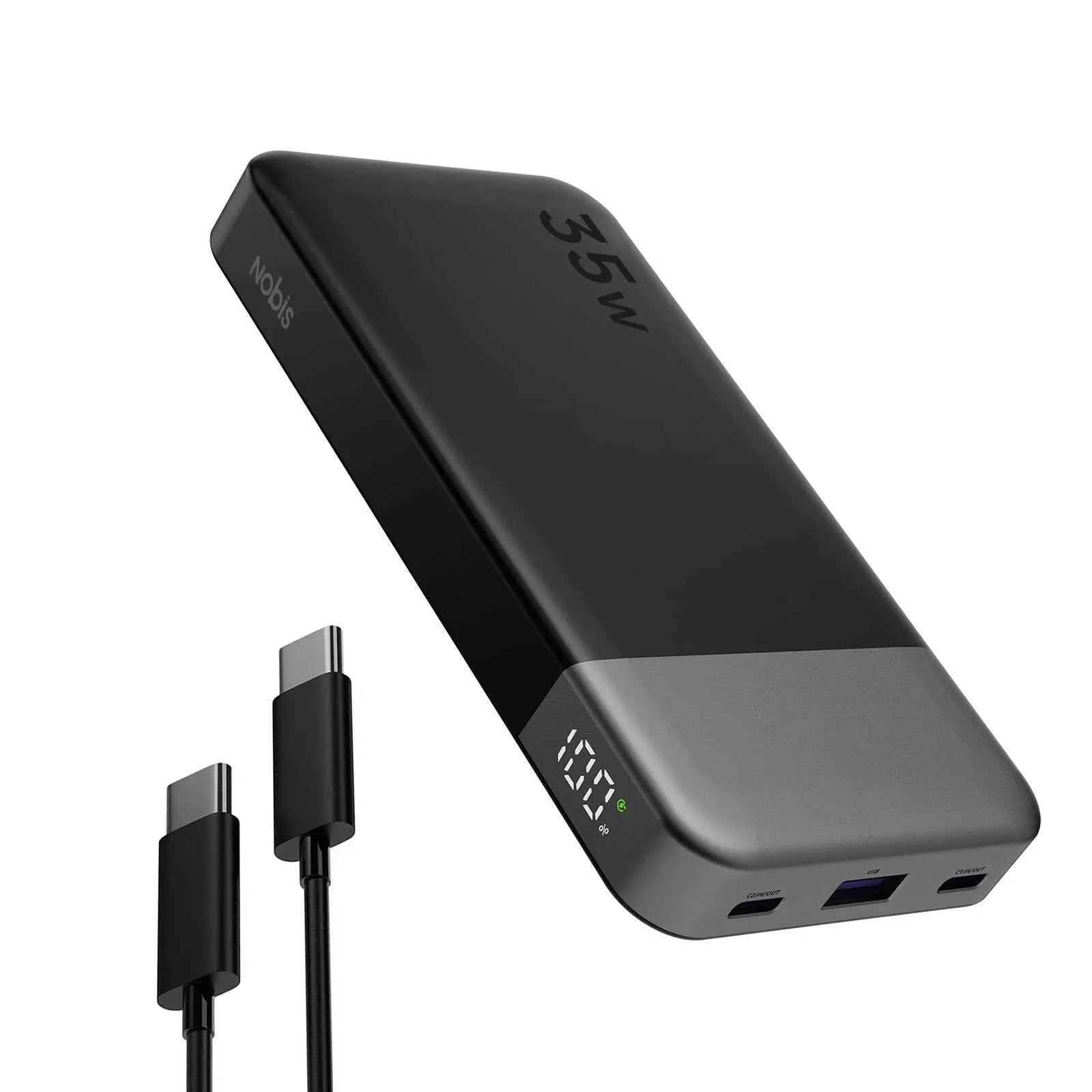 Nobis Mini Slim Power Bank 10000mAh External Battery Fast Charging 35W Portable Charger Digital Display For iphone 17 16 Samsung