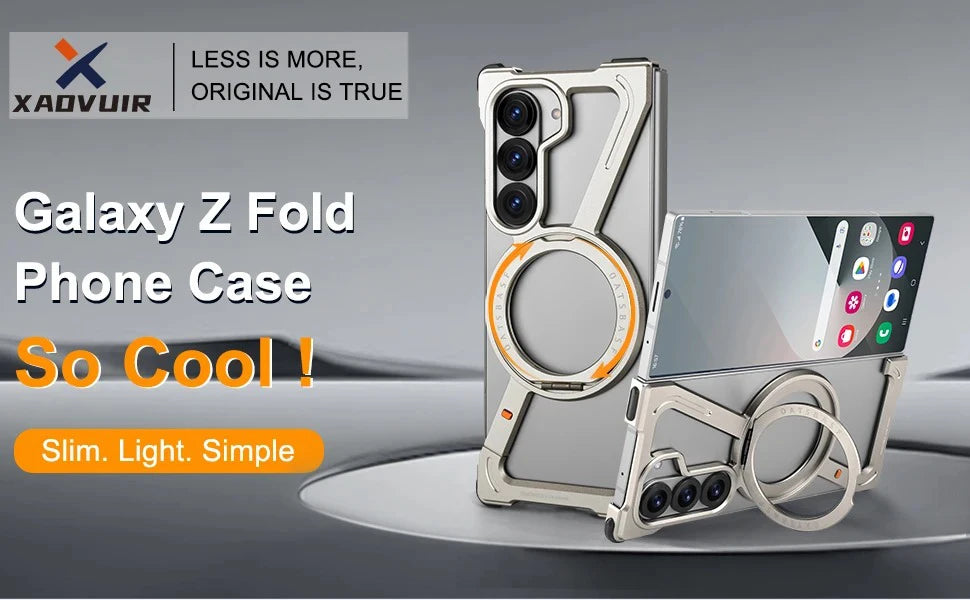 Eary for Samsung Galaxy Z Fold 7 6 5 Case for Magsafe 360°Rotatable Magnetic Stand Metal Frameless Screen Protector Phone Cover
