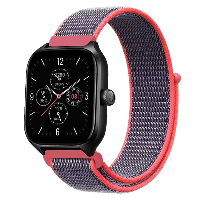 20mm 22mm Nylon Loop Strap for Amazfit GTR 42 47mm/GTR2/2e/3/3 Pro/4/GTS/GTS2/mini/3/4 Bracelet for Amazfit Bip-U-S/Stratos 2 2S