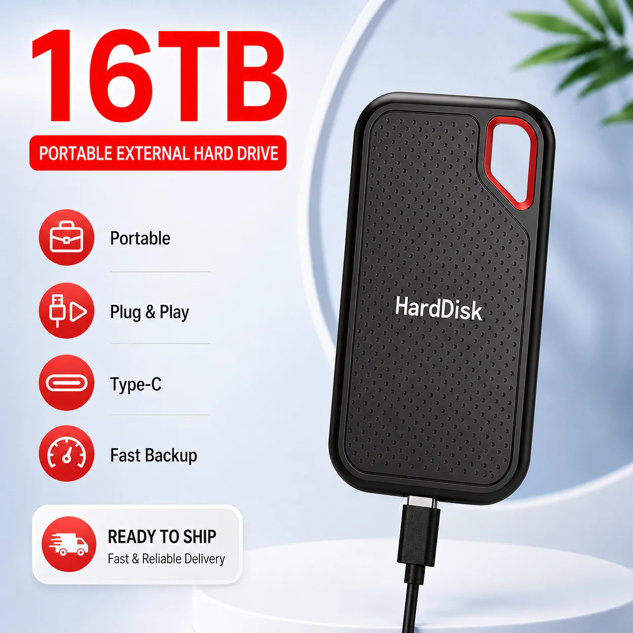 External Portable SSD 1TB Solid State Hard Drive 2TB Reliable Data Storage Disk for  PC/Mac/Phone
