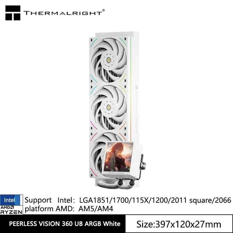 Thermalright PEERLESS VISION UB360 ARGB All-in-one water cold radiator,3.95-inch full screen/integrated fan/supports LGA1851/AM5