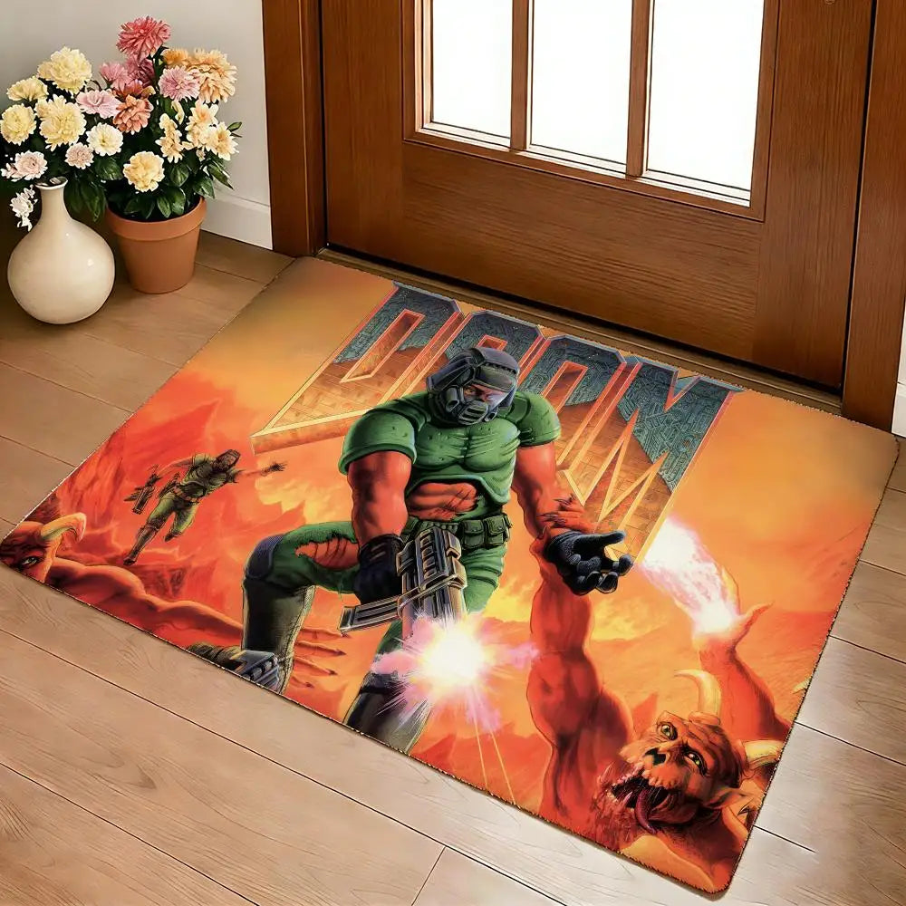 Shooting Game D-Doom Floor Mat Cozy Flannel Soft Thick Non-Slip Mat For Living Room Bedroom Kitchen Decor Rugs