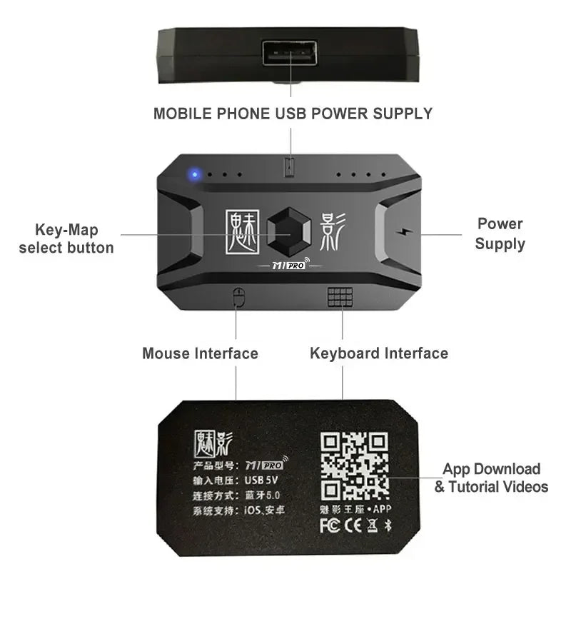 M1 Pro Gamepad Mobile Game Controller 4 in 1 Mouse Keyboard Converter BT V5.0 Programmable Adapter Support iOS Android System