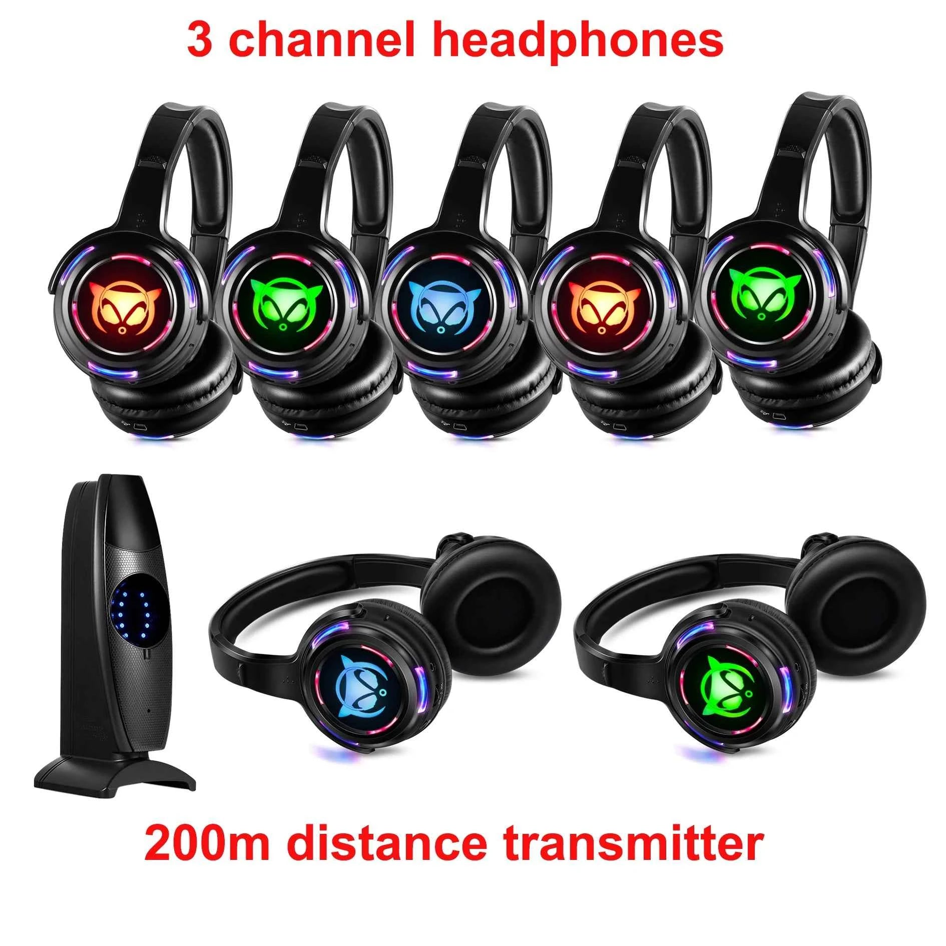 Silent Disco Headphones LED transmitter for Quiet Events,Party,Meeting,Yoga