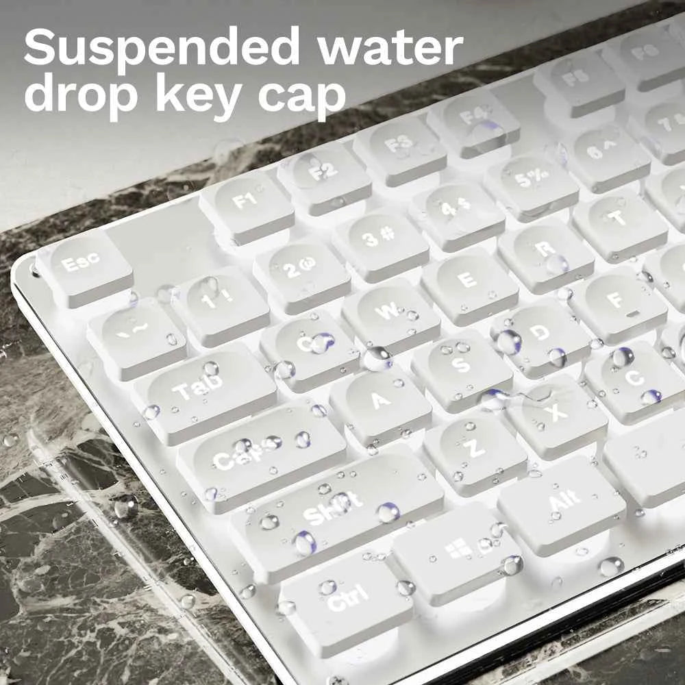 EWEADN V3 wireless Silent Office keyboard and mouse set,104 Keys Full Size with Pudding Keycaps, for Games and Office, Laptop/PC
