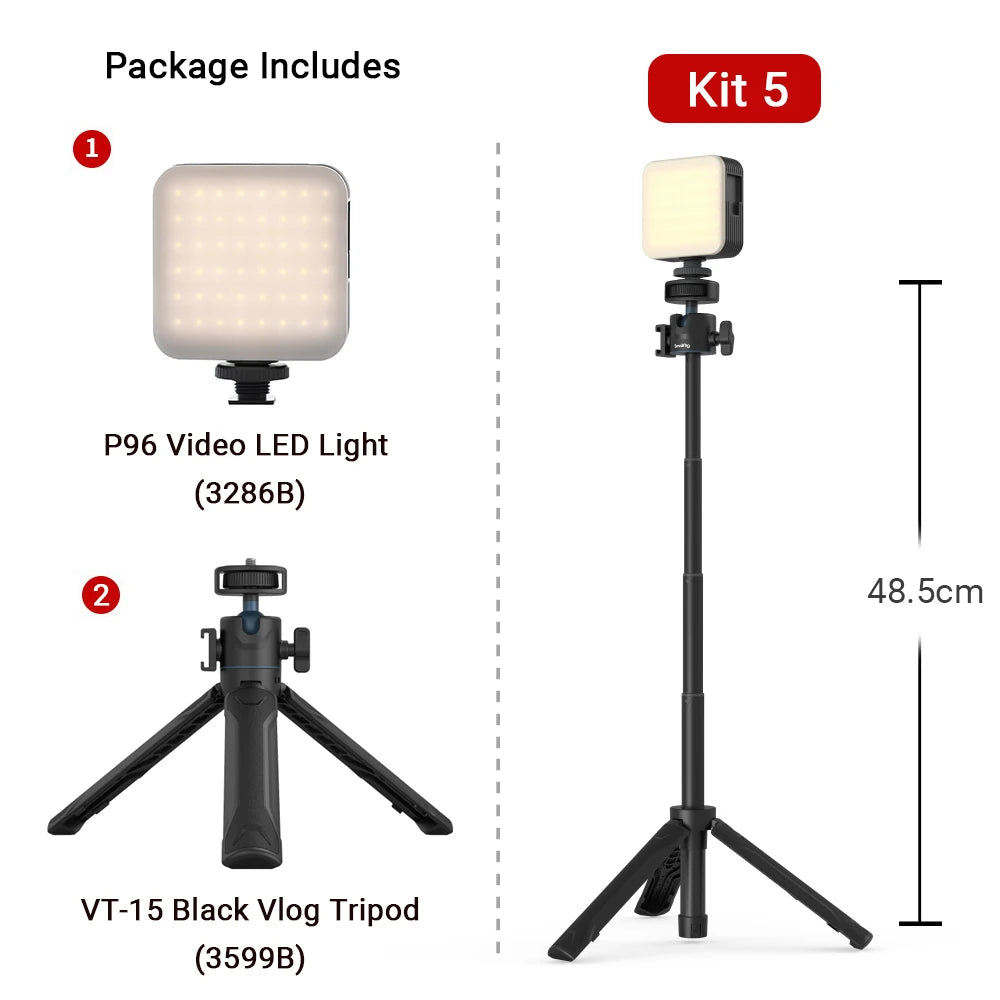 SmallRig P96 LED Video Light  Mini LED Camera Lights 2200mAh 6500k Zoom Photo Video Lighting for Youtube Tiktok Vlog Fill Light
