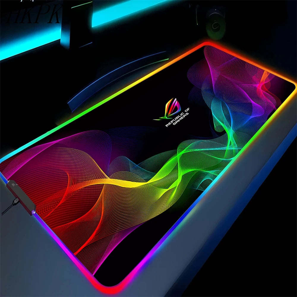 Black Mouse Pad Asus Rgb Gaming Mause Mat Anime Mats Gamer Rug Pc Xxl Cute Pads Large Game Keyboard Carpet Backlight Mousepad