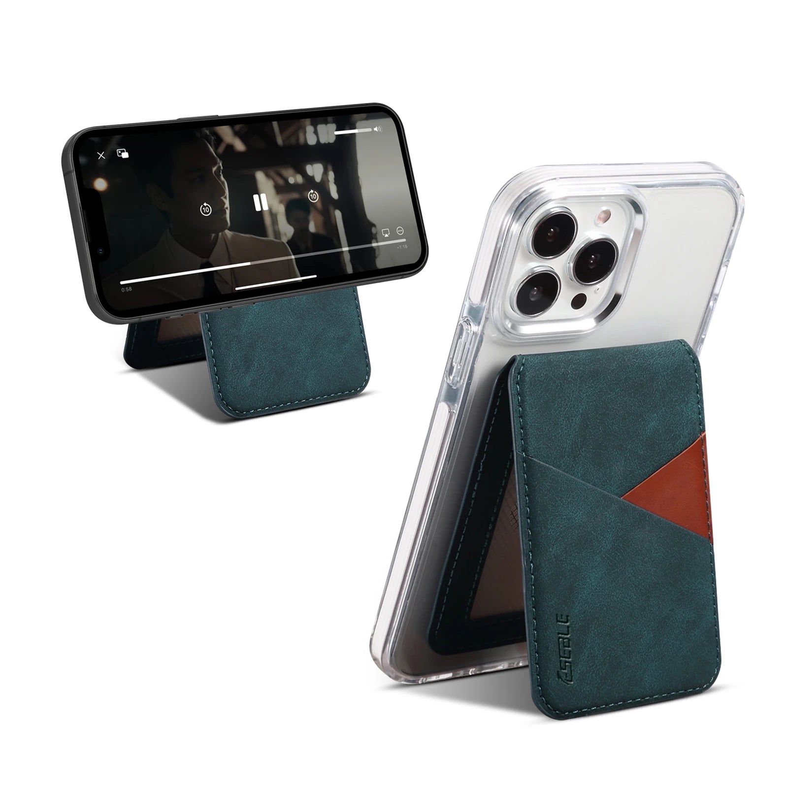 Luxury Leather Cellphone Magsafe Magnetic Card Holder For IPhone 12 13 14 15 16 17 Pro Max Plus RFID Anti-Skimming Bank ID Card