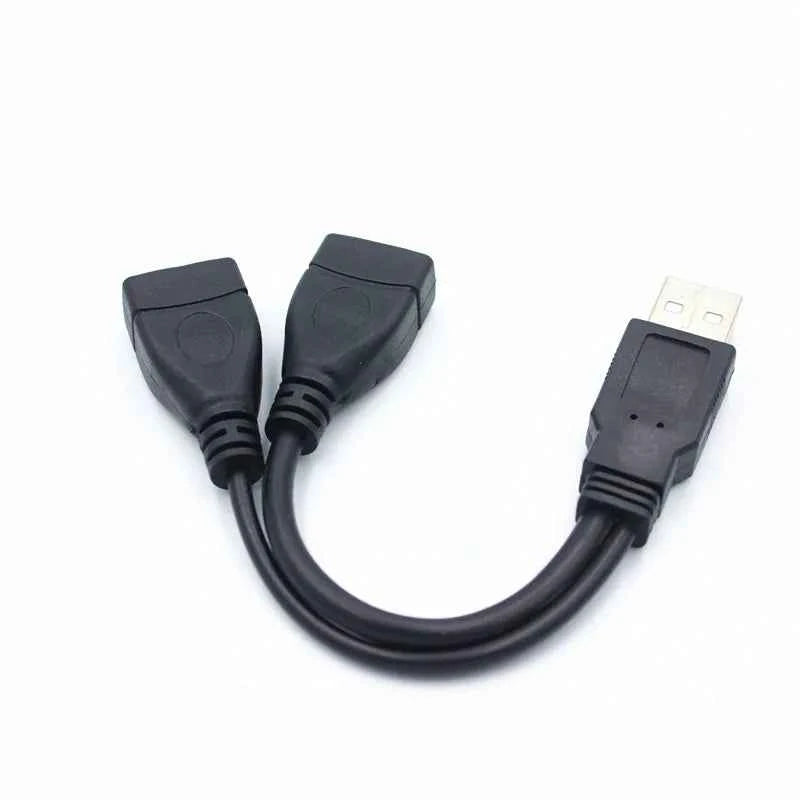 1 Male to 2 Female USB 2.0 Extension Line Data Cable Power Adapter Splitter