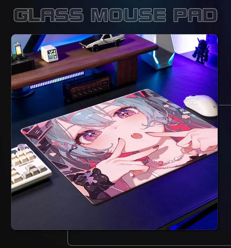 Large Tempered Glass Mouse Pad Extra Large FPS Esports Desk Pad Upgraded Smooth Custom Anti Slip Special Crystal Mist Surface