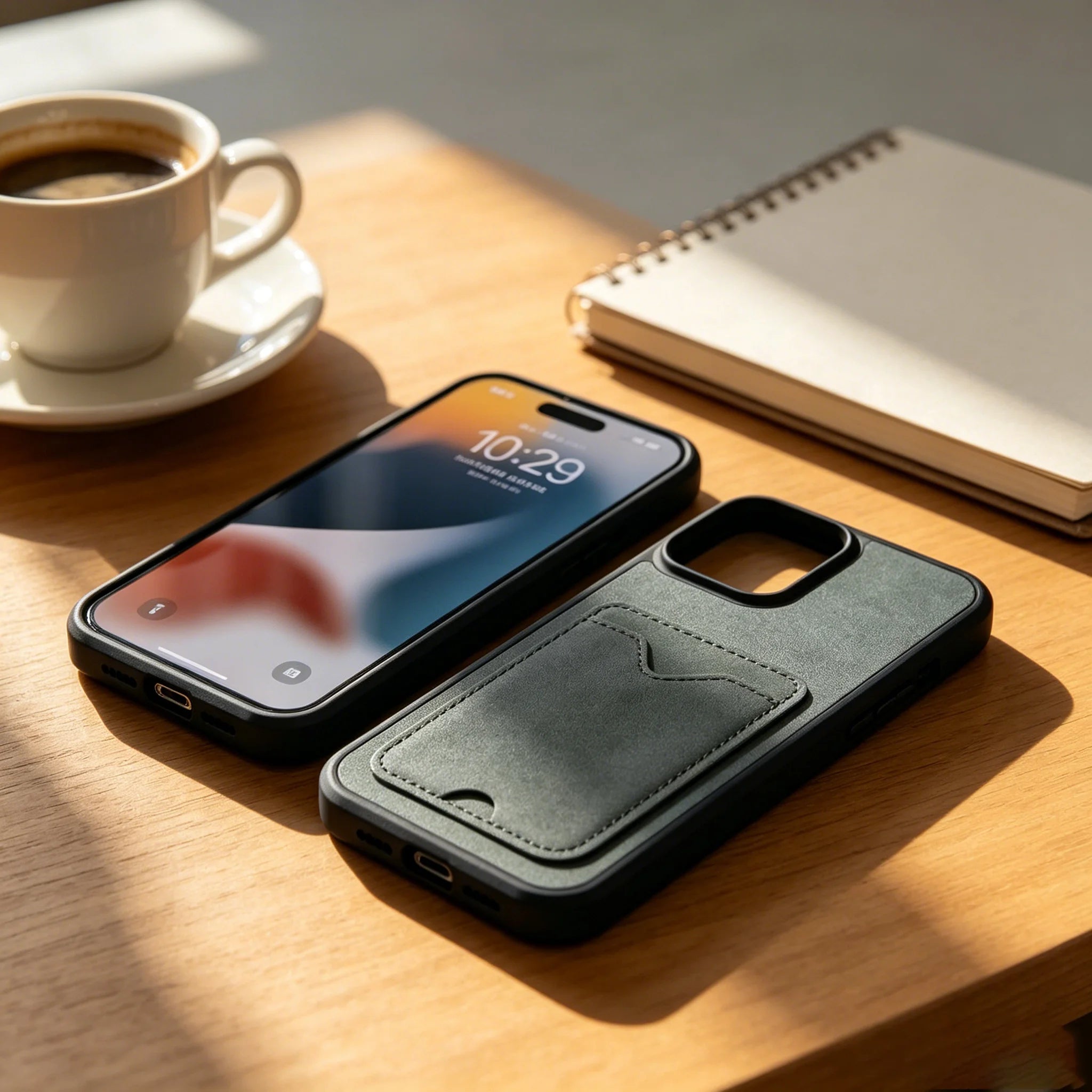 Sheepskin Texture Card Holder Phone Case, Full Wrap Shockproof & Pressure Resistant Protection, Precise Cutouts, Compatible with Multiple iPhone Models