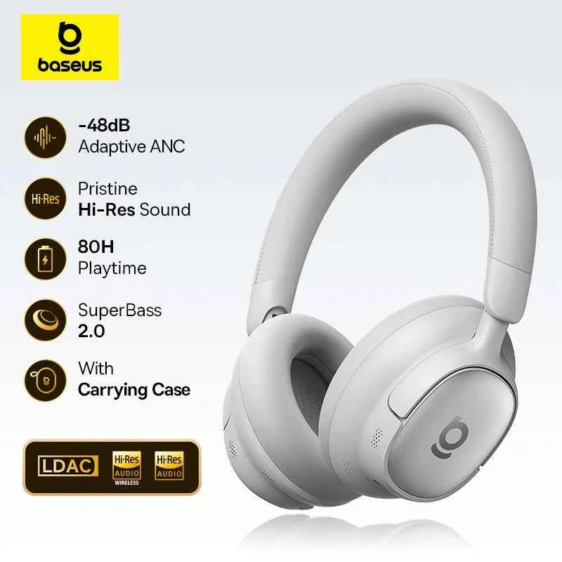 Baseus Bowie MH1 Bluetooth Headphones 48dB Noise Cancellation Hi-res LDAC Over Ear Headset Audio Wireless Earphone Earbuds
