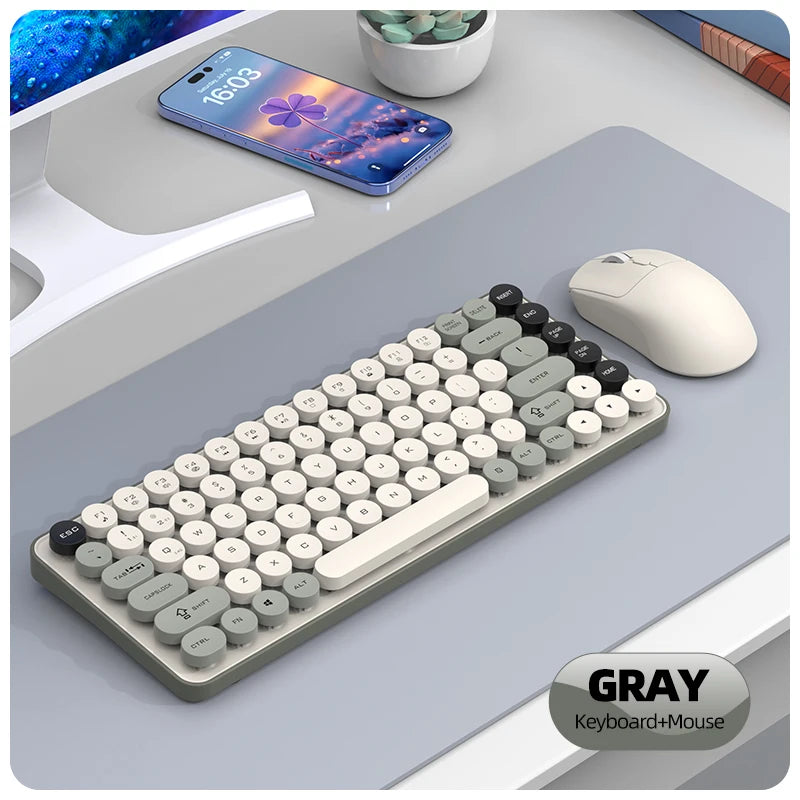 Friwol BT185 Bluetooth Wireless Keyboard Mouse Set Punk Keycap Laptop Desktop Office Mute Keyboard Mechanical Feel