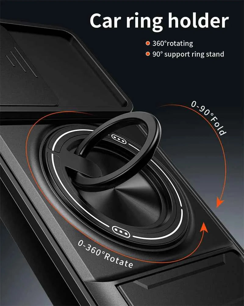 Case For Samsung Galaxy S26 S25 S24 S23 S22 Ultra PLus S26 Edge S25FE S24FE Armor Magnetic Stand Holder Ring Lens Protect Cover