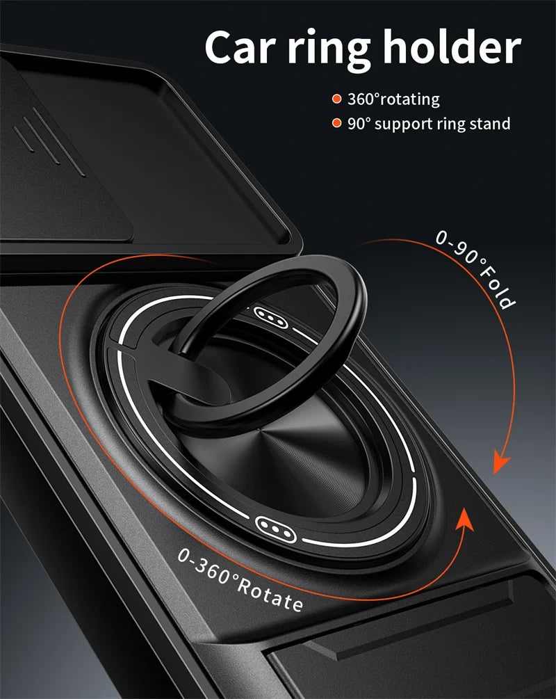 Case For Samsung Galaxy S26 S25 S24 S23 S22 Ultra PLus S26 Edge S25FE S24FE Armor Magnetic Stand Holder Ring Lens Protect Cover