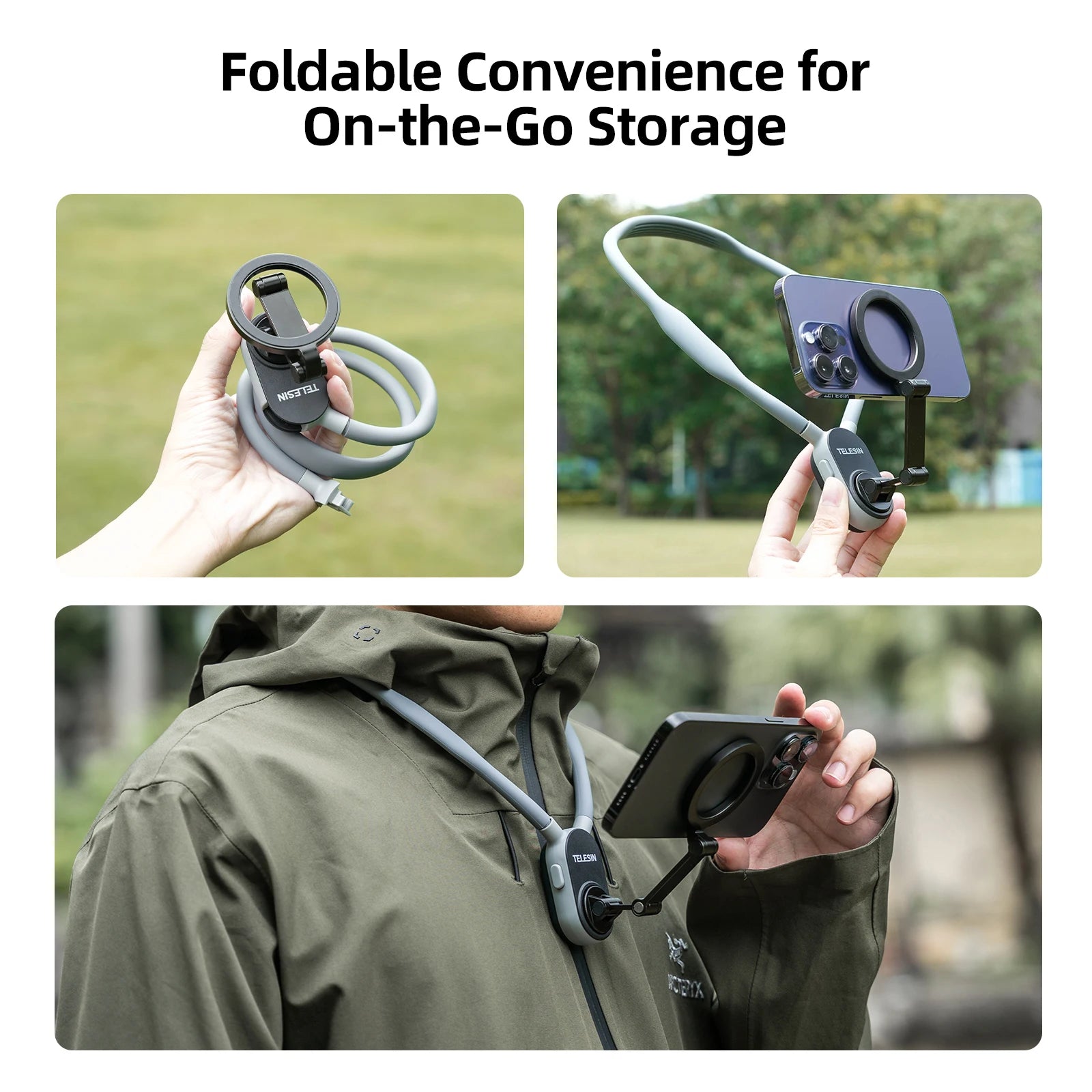 TELESIN Silicone Phone Magnetic Neck Mount Quick Release Hold for Iphone 17 16 15 14 13 SAMSUNG HUAWEI XIAOMI Phone Accessories