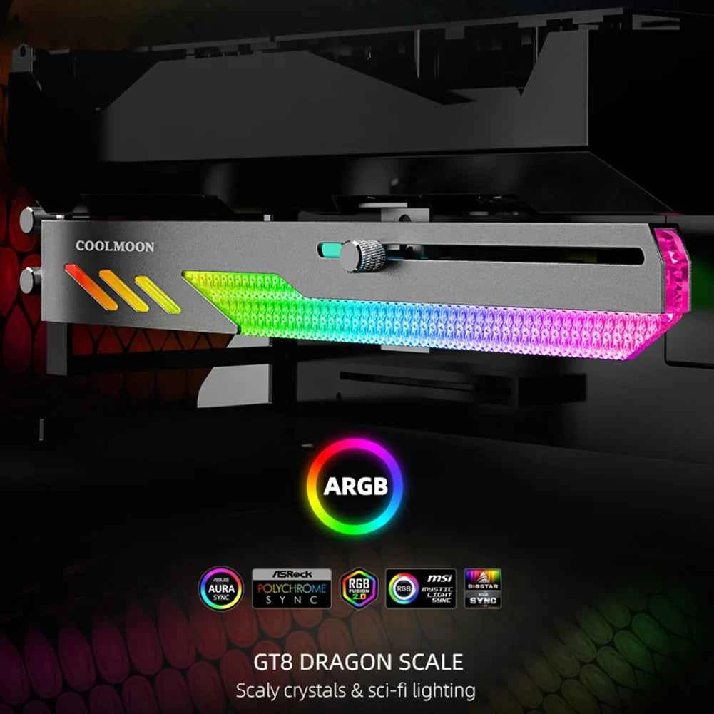 Customized Video Card Stand GT8 Horizontal Graphics Card Bracket 5V 3Pin ARGB GPU VGA Holder Desktop PC Case DIY Accessories