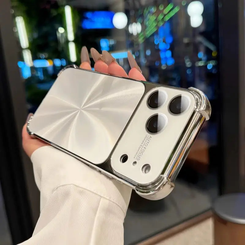 Luxury Plating CD Texture Laser Aesthetic Case For iPhone 17 Air 16 15 14 13 Pro Max Plus Dazzle Aurora Armor Shockproof Cover