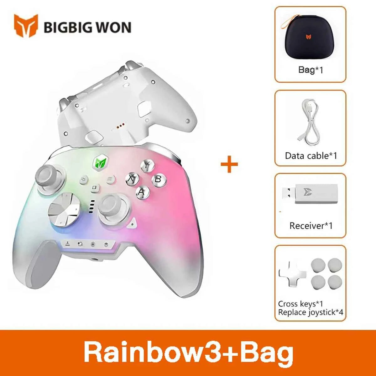 BIGBIG WON Rainbow3 Wireless Game Controllers NearLink 2.4G Hall Joystick Micro Motion Button RGB Gamepad for PC/Switch/Switch2