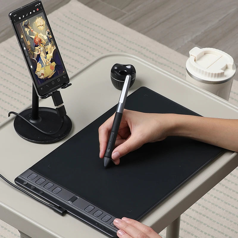 Huion Inspiroy 2 L 10.5x6.56 Inch Graphics Tablet Drawing H1061P PenTech3.0 Digital Stylus PW110 with Scroller 3 Group Keys