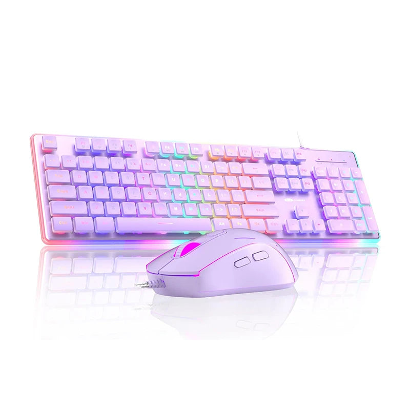 MageGee Gaming Keyboard and Mouse 104 Keys RGB 6 Speed Mouse Combo Pudding Keycaps Silent Computer Keyboard PC Laptop Mac Office