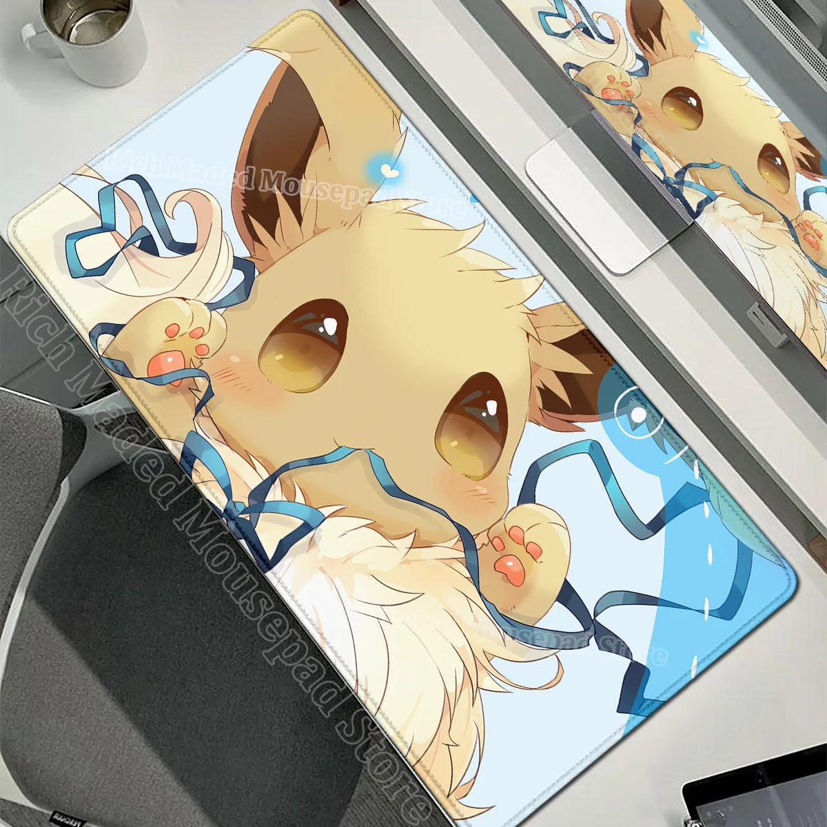Game Card Pad Gaming Carpet Anime Keyboard Pad Pokemon Eevee Mousepad Gamer Mouse Pads Laptop Extended Desk Mat PC Cabinet Rug