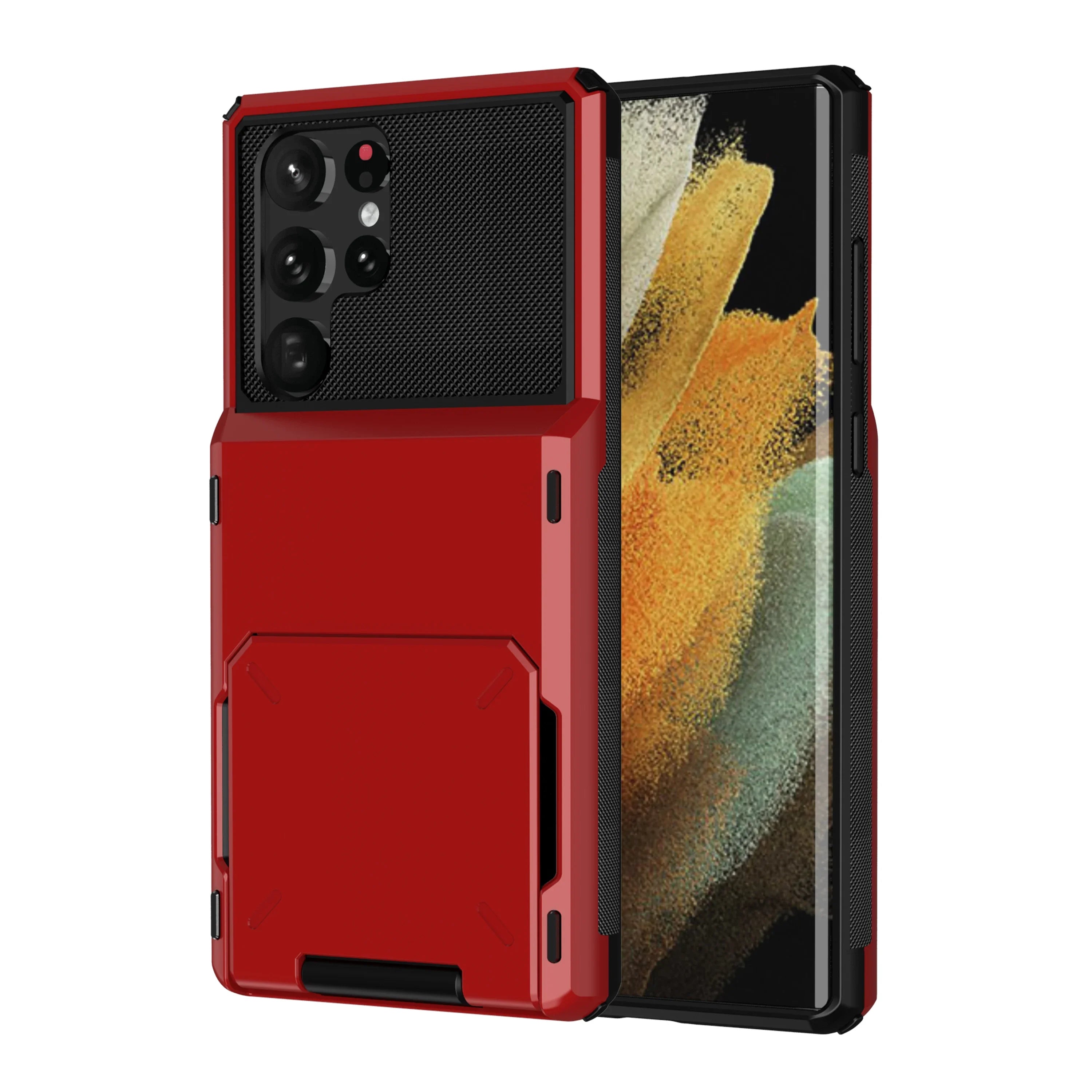 For Samsung S25 Edge S24 S23 S22 Ultra S21 Wallet Case Flip Cover Card Holder Pocket Dual Layer Protective Full-Body Hard Bumper