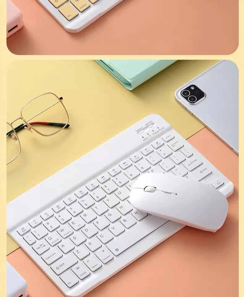 10inch Bluetooth Wireless Keyboard Rechargeable For Mobile Phones Tablet Russian Spanish French AZERT For Android ios Windows