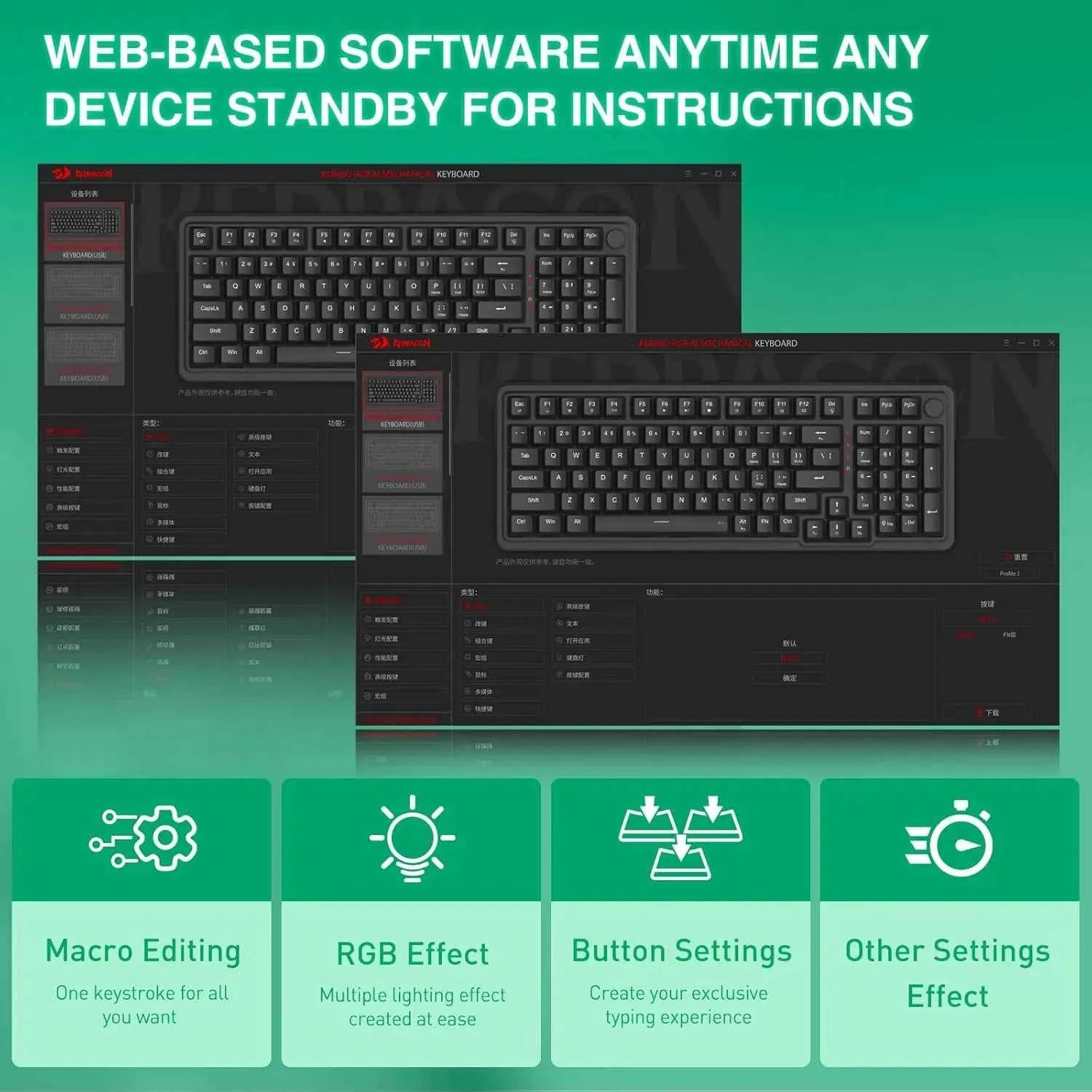 Redragon K686 HE Rapid Trigger Gaming 98 Keys 8K Wired Mechanical Keyboard,Next-Gen UltraMag 100% POM Silky Magnetic Switch