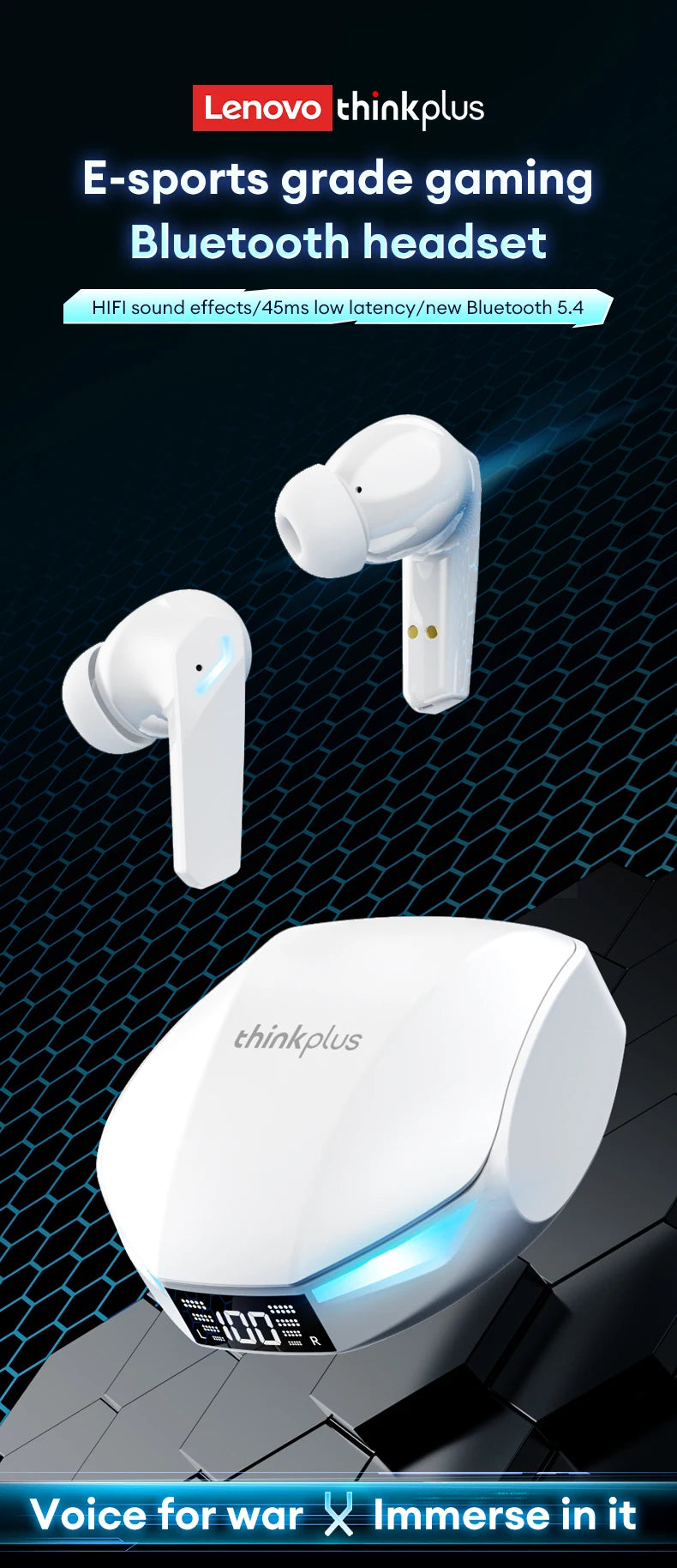Lenovo XT53 Wireless Bluetooth Earphones TWS Headset Long Endurance HIFI Surround HD Calls Sports Waterproof Gaming Headphones