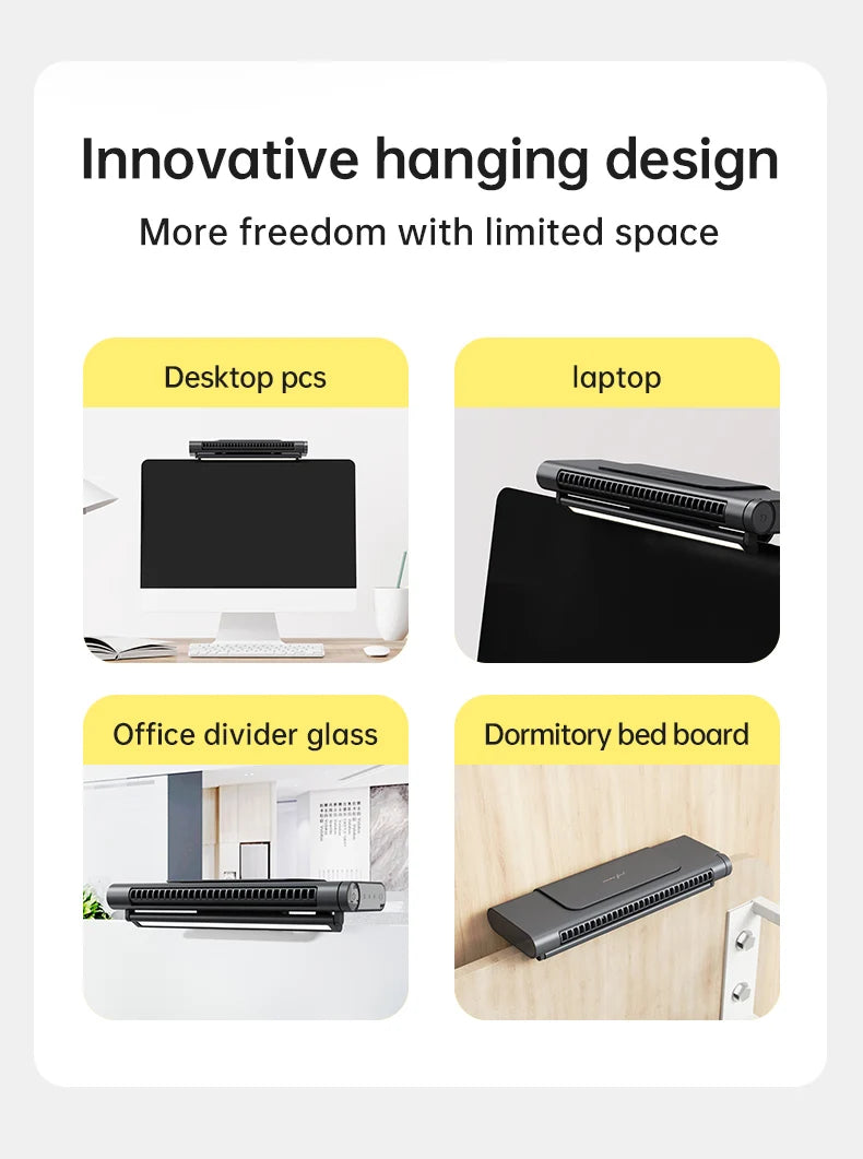 2025 Upgraded Portable Air Conditioner USB Charger Adjustable Office Computer Screen Mounted Electric Fan Desktop Tower Fan
