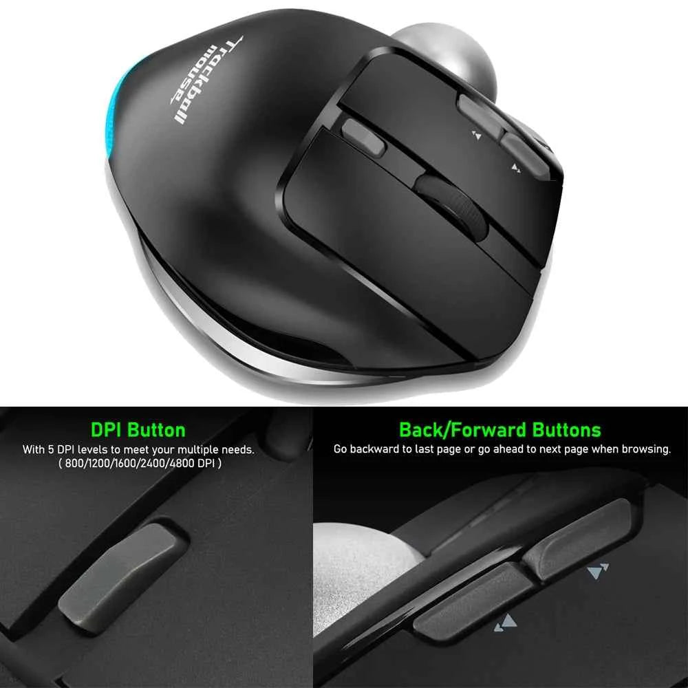 Lefon F33/F26C/F35B Trackball Mouse/ Bluetooth Ergonomic Mouse 2.4G Wireless Rechargeable Rollerball Mice for PC Office Drawing