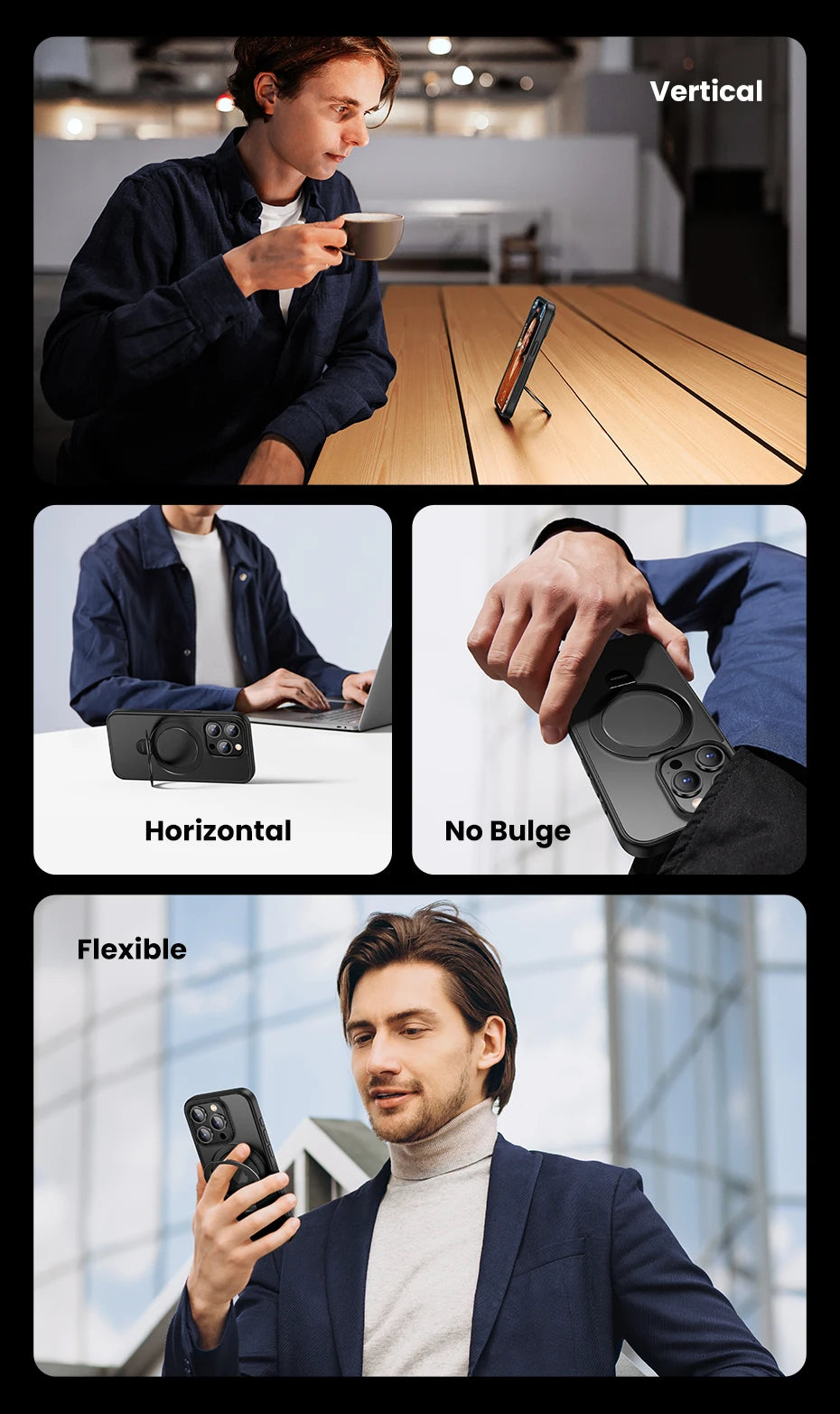 Magnetic Stand Case for iPhone 15 Pro Max Shockproof Cover for iPhone 15 Pro Case with Kickstand Ring
