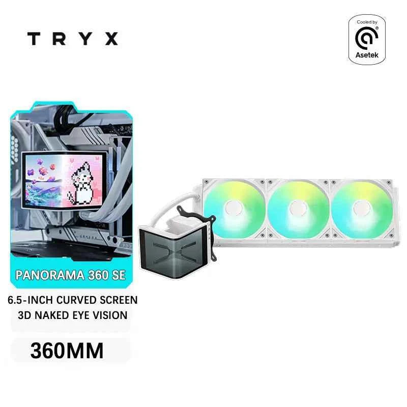 TRYX PANORAMA 360 SE 360MM All-in-one CPU water cooling 6.5-inch curved screen 3D naked-eye vision for LGA 1851/1700 AMD AM4/AM5