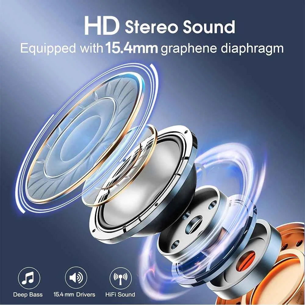 Open Ear Headphones with Boom Mic, Bluetooth 5.4 Wireless Headsets with Detachable Microphone, ENC Noise Cancelling, Mute Button